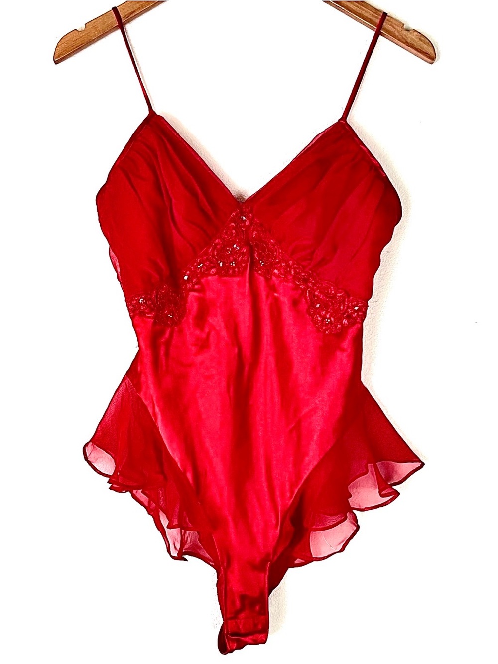 Victoria’s Secret Gold Label Vintage Red Sequin Beaded Bodysuit Small
